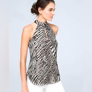 WHBM Zebra Halter Tunic Top